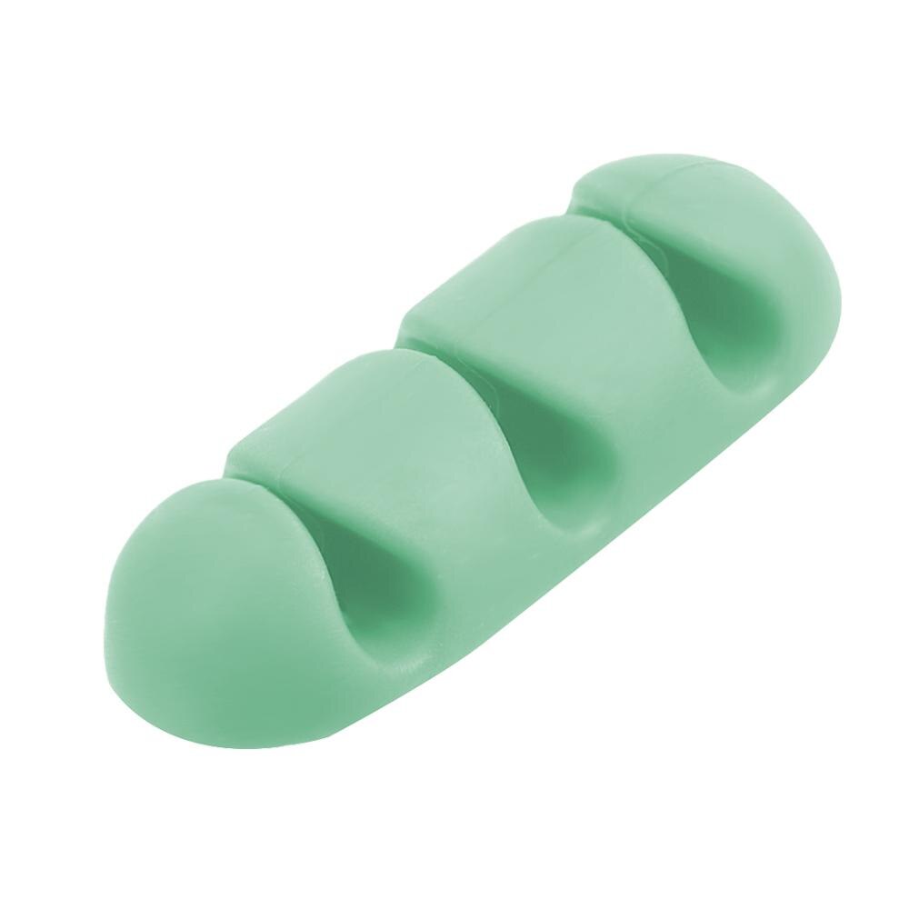 5Pcs Mini Wire Holder Silicone for Earphone Desktop Car Cable Line Clasp Self-adhesive Clamp Cable Organizer Fixer Cable Clip: 5pcs green