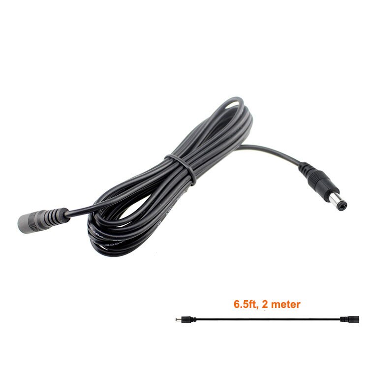 2m 20AWG 12 Volt DC Extension Power Cord Cable 2.5mm / 5.5mm Male Female For IP CCTV Camera Monitor Recorder