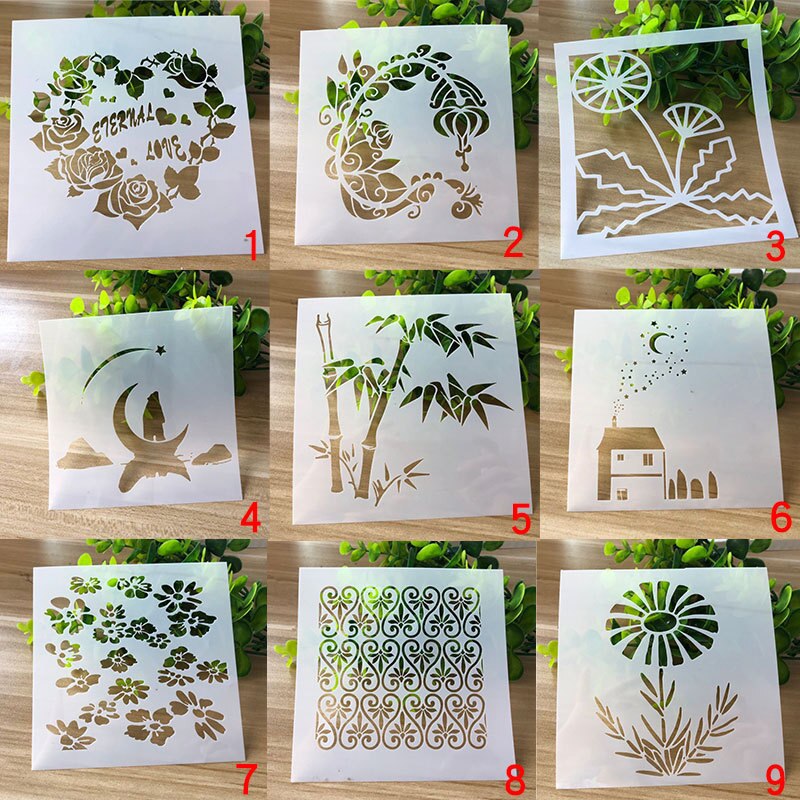 2022 1pc Diy Children'S Painting Template Scratch Painting Flower Love Spray Pattern Hollow Template For Decoration: f