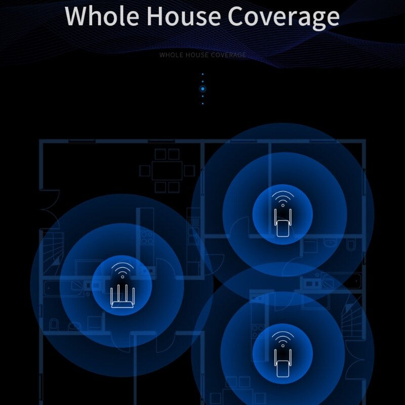 Easy Setup WiFi Repeater WiFi Booster Signal Extender Wireless Internet Amplifier Black 1200M WiFi Extender