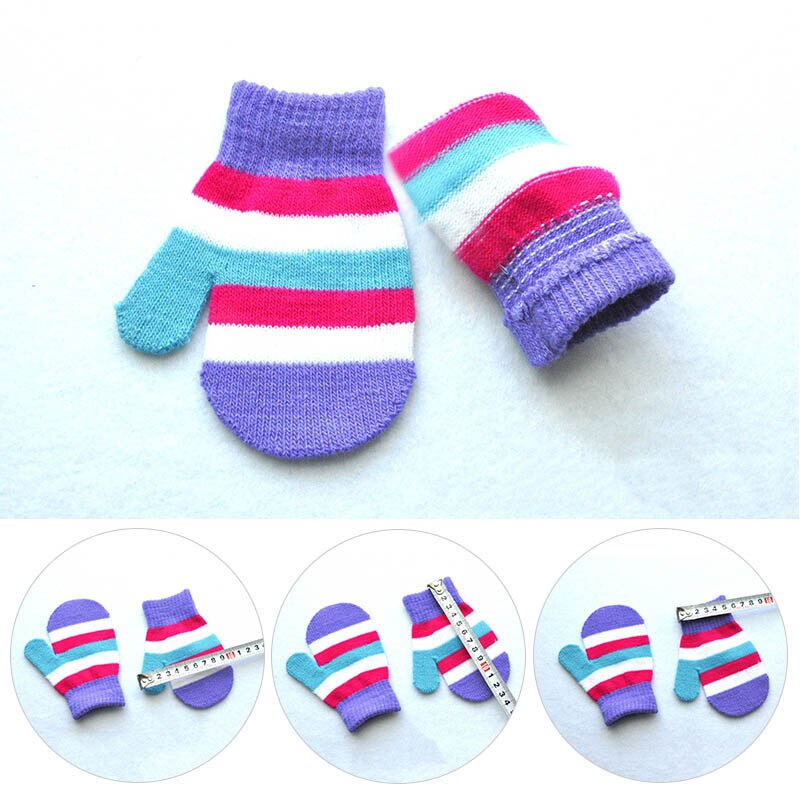 Novo Inverno Luvas de Malha Luvas Do Bebê Da Menina do Menino Bonito Doce Cor Rainbow Crianças Quentes Luvas Meninos Meninas