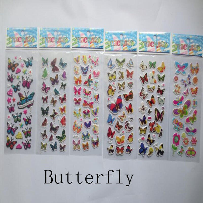 10Pcs/lot beautiful cartoon bubble sticker cognitive sticker children learning sticker: Butterfly