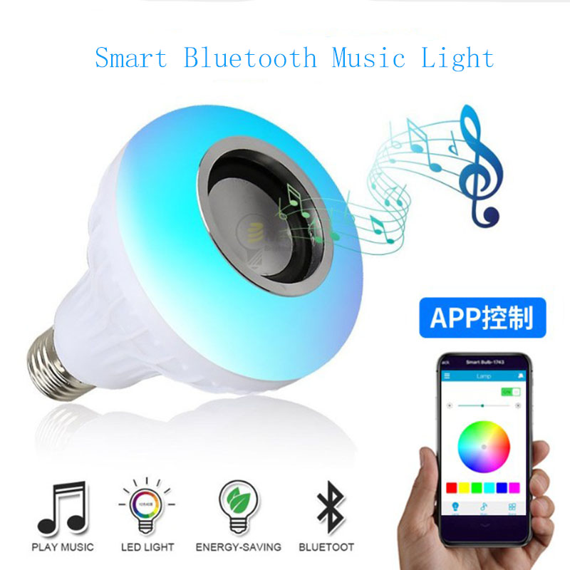 E27 Draadloze Bluetooth Speaker 12W Rgb Lamp Led Lamp Smart Led Licht Muziekspeler Audio Met Afstandsbediening Kleurrijke muziek Lamp