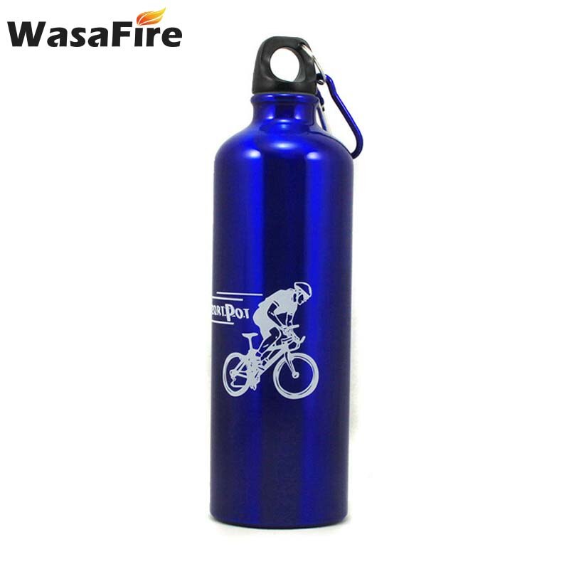750ml cykel vandflaske aluminiumslegering cykel vandflaske udendørs sport camping vandring cykelkedel cykeltilbehør: Blå