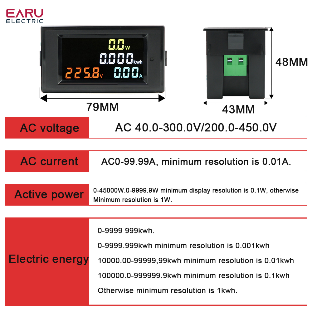 Multimètre Numérique AC Hailege PZEM-008 Rail DIN - 50-300V 100A Tension Courant Puissance Énergie