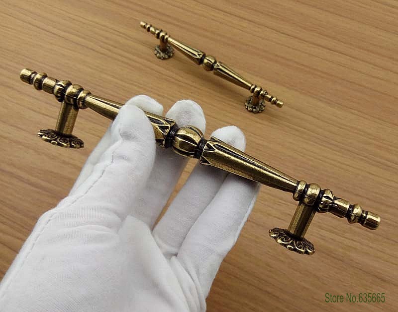 Tirador de herrajes para muebles clásicos de bronce antiguo, tiradores de puertas de madera para cajones, armarios de cocina