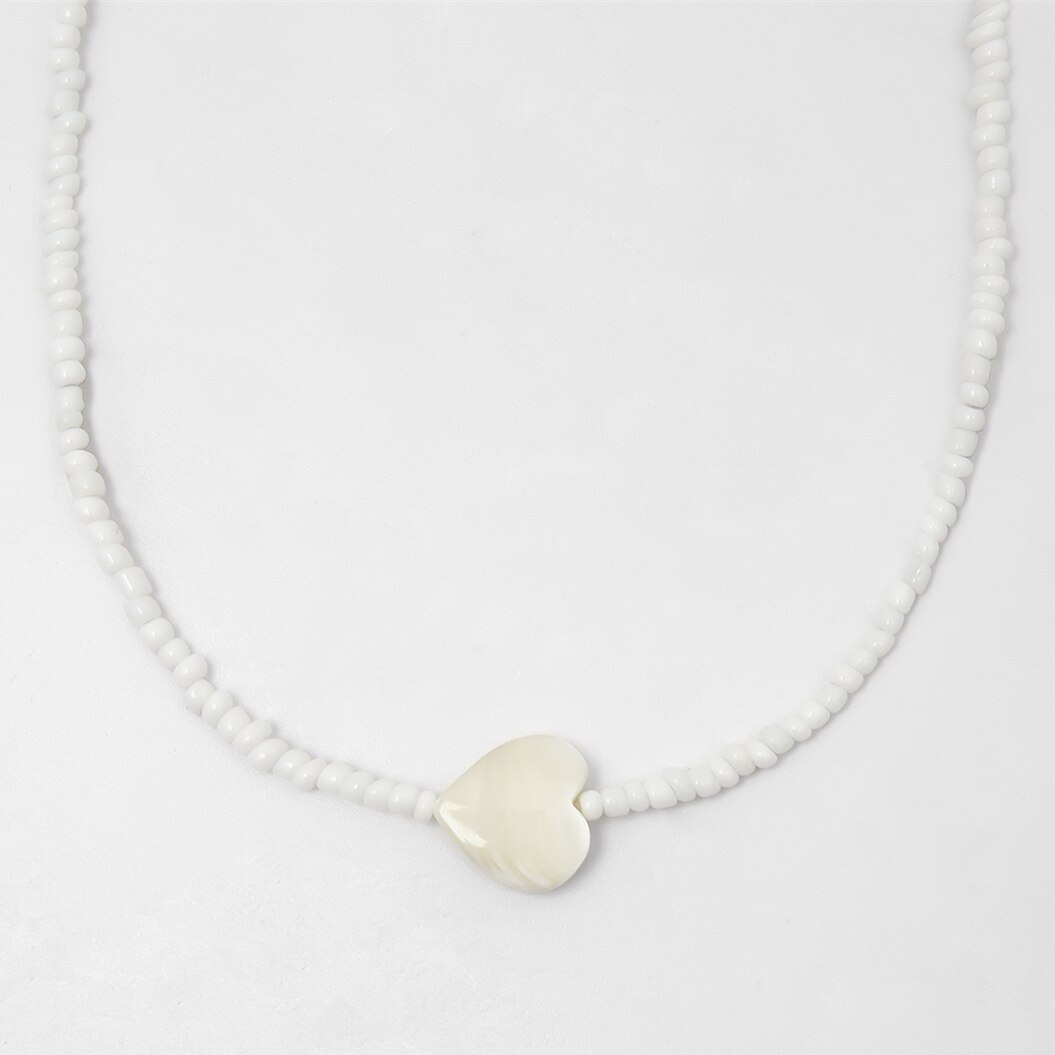 IngeSight.Z-collier ras du cou à perles blanches, Simple, minimaliste, bijoux, chaîne clavicule d'amour mignon, coquille de cœur