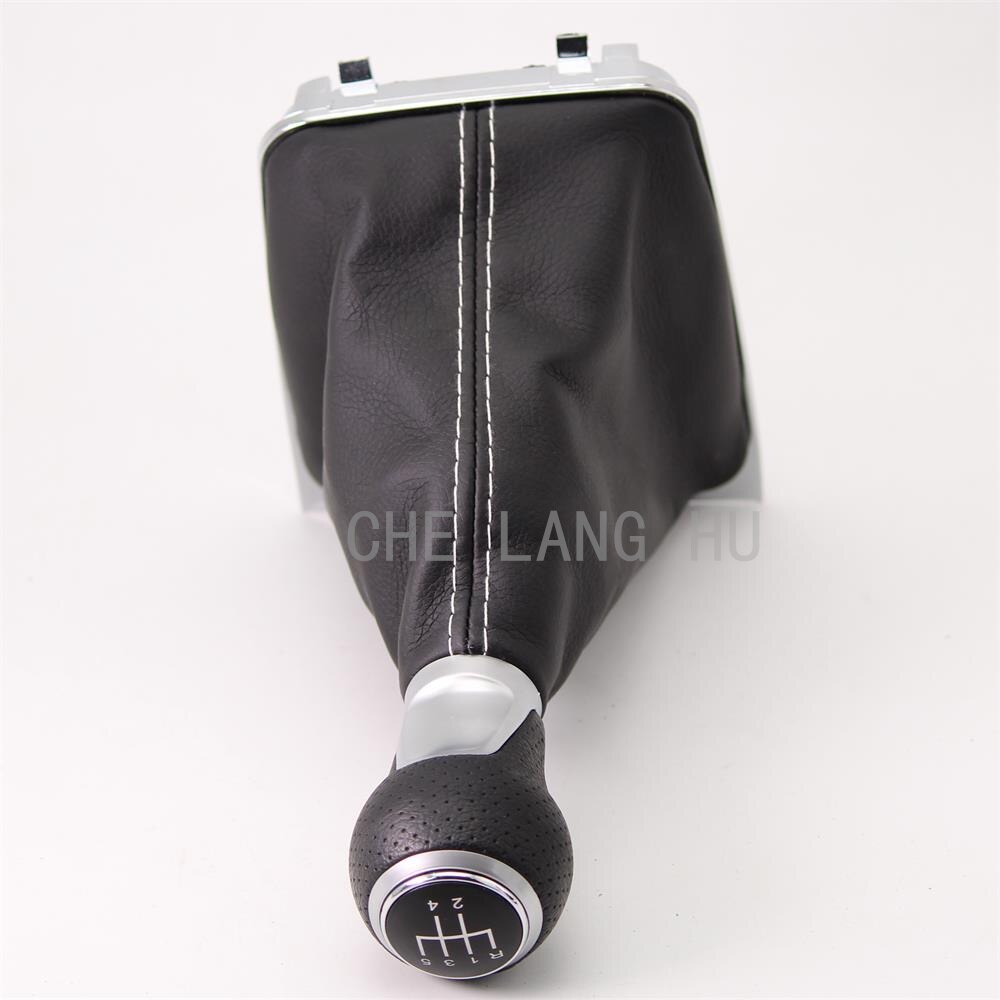 For vw golf 7 a7 mk7 gti gtd car-styling 5 speed 6 speed gear stick shift knob med svart skinnstøvel
