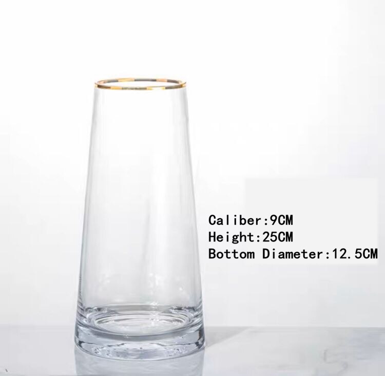 Nordic Glass Vase Flower Vase Tabletop Vase Flower Arranging Home Decoration: transparent middle