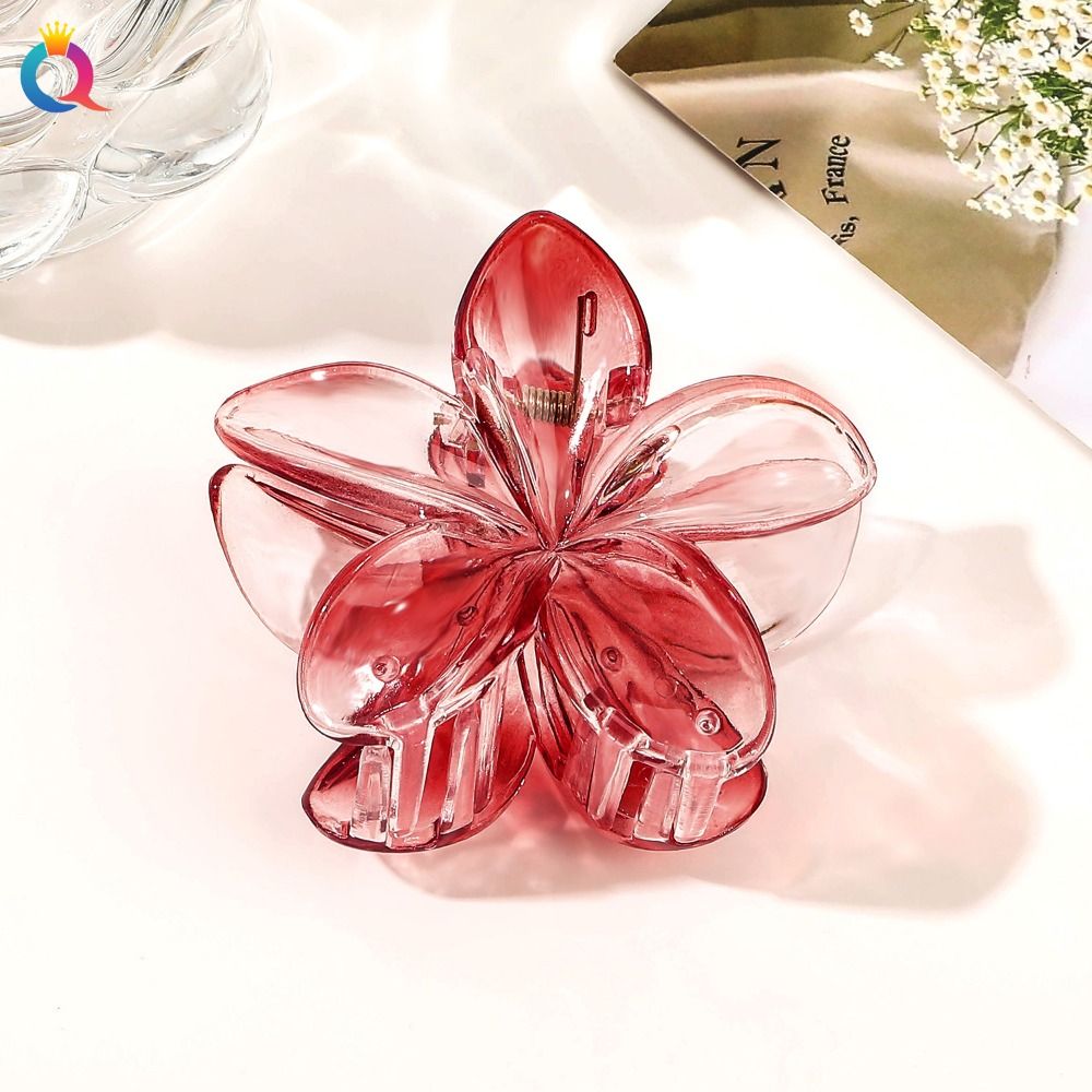 Pinza para el pelo de flor grande transparente, Color degradado, pinzas en forma de flor Simple, accesorios para el cabello, horquilla para cola de caballo: Rosa