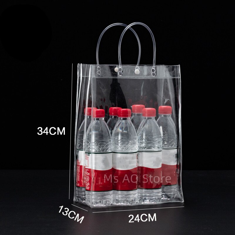 10/20 stks/partij Transparant Zacht PVC Tote Verpakking Zakken met Handlus Doorzichtige Plastic Handtas Cosmetische Tas: Oranje / 9.5x9.5x11 cm