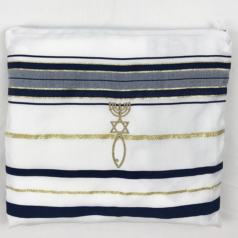 Tallit Prayer Shawl Cotton Tallit Tzitzit for Prayer Wash &amp; Iron Bar Mitzvah Big size: Navy blue / 130 x 180 CM