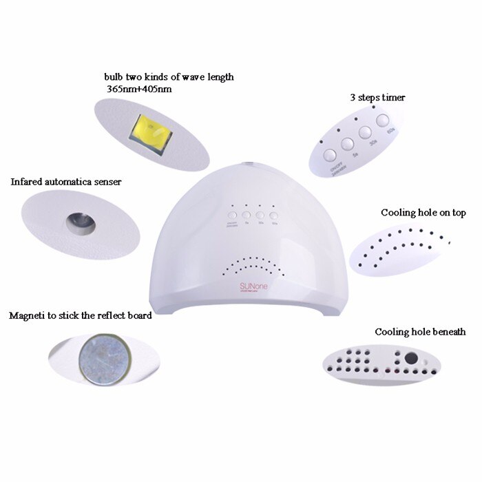 SIMINAIL-Lámpara de uñas UV de 24W/48W, 48 LED, Sun One, secador para curado de esmalte de Gel, 365 + 405nm
