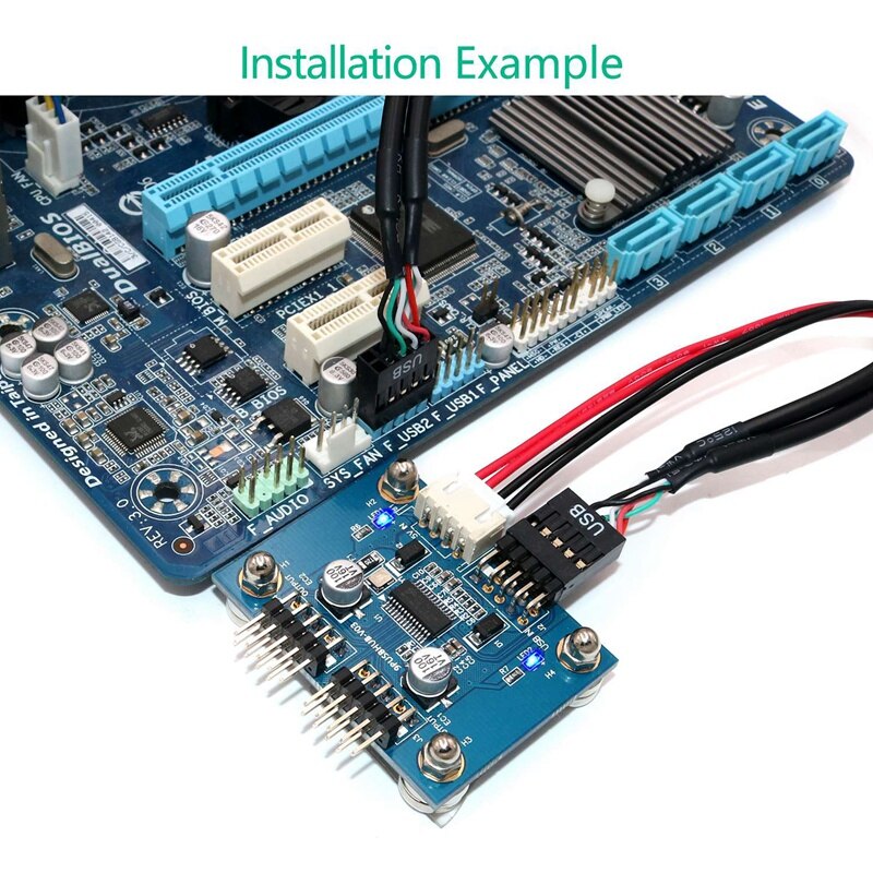 Módulo concentrador USB 2,0 de 4 puertos con Cable de Alimentación SATA y Base magnética para escritorio, teclado, ratón, unidad Flash USB