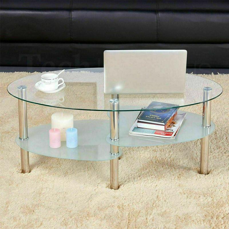Table basse en verre trempé, Style double queue de poisson, noire, ovale, latérale, étagère de salon moderne, meubles de Table basse HWC