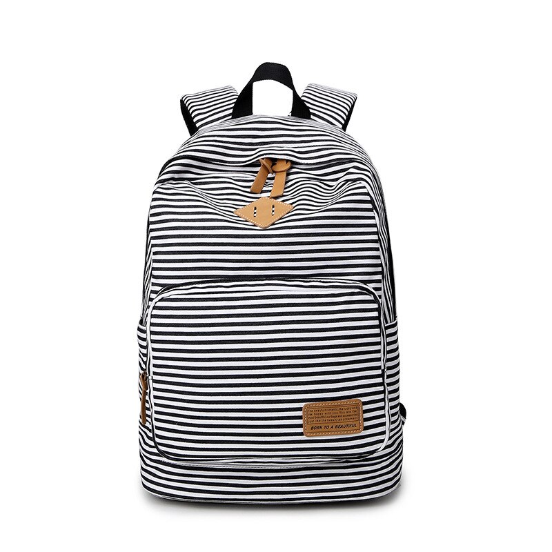 Grote Capaciteit Koreaanse Mooie Meisje Rugzak Vrouwelijke Student Schooltas Japanse Canvas Preppy Stijl Strip Reistas Vrouwen: Black