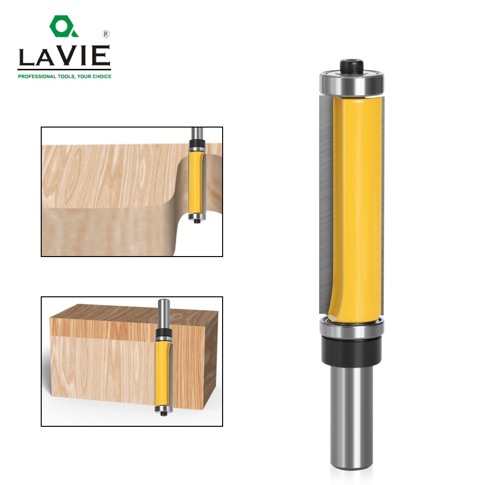 Lavie 1pc 12mm 1/2 skaft topp &amp; bottenlager med jämnt trimmönster överfräsbitsfräs för träbearbetningsfräsar  mc03010