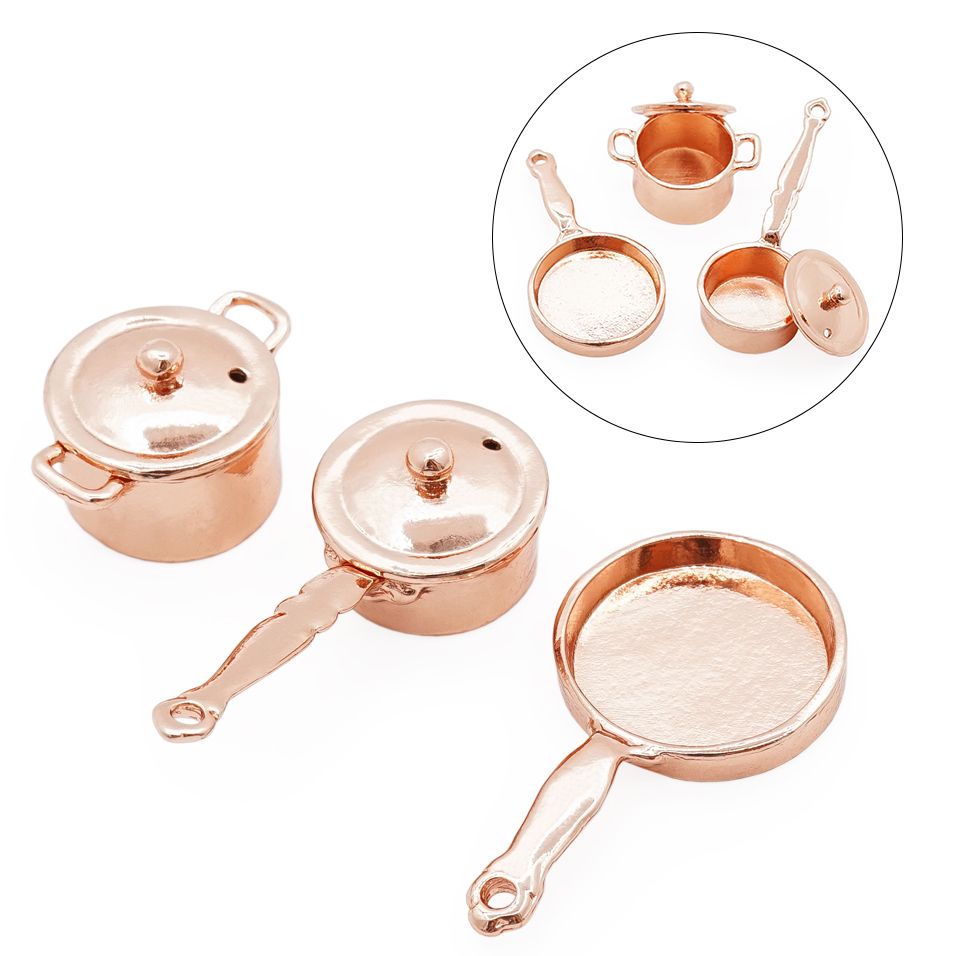Odoria 1:12 Miniature Kitchenware Kit Frying Pan Boiler Set Dollhouse Kitchen Accessories