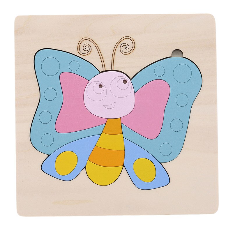 Kleurrijke Baby 3D Puzzel Houten Speelgoed Kids Cartoon Dieren Geheugen Puzzels Kinderen Educatief Speelgoed: butterfly