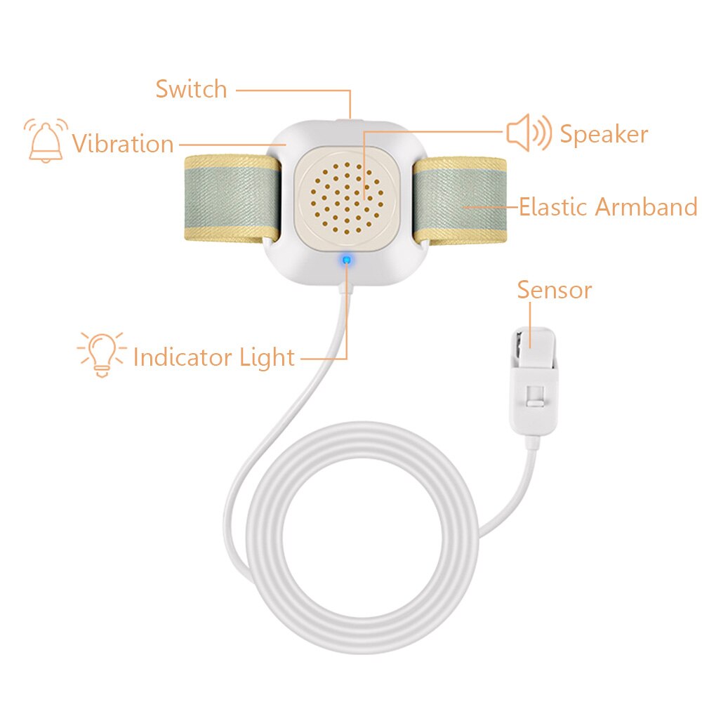 5 tipos de braço usar bedwetting sensor alarme para o bebê da criança adultos treinamento potty lembrete molhado dormir enuresis plaswekker 2022