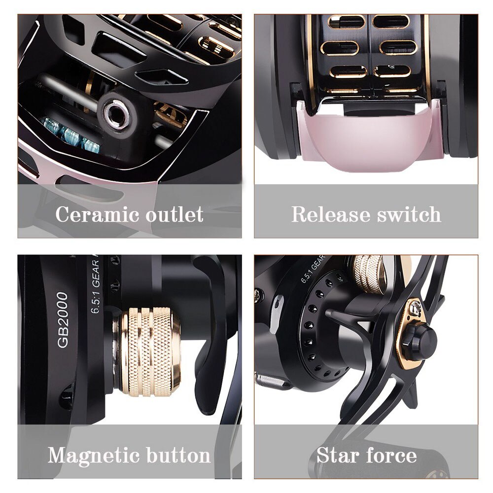 Superlange vismolen, waterwiel, 5:6 versnellingen, hoge snelheid, 6+1 kogellagers, werpmolen, zoutwatervisserij, gereedschap