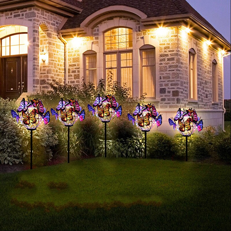 Outdoor Solar Vlinder Bal Lantaarn Tuin Tuin Led Decoratieve Licht Lente Vlinder Bal Landschap Suncatchers Licht