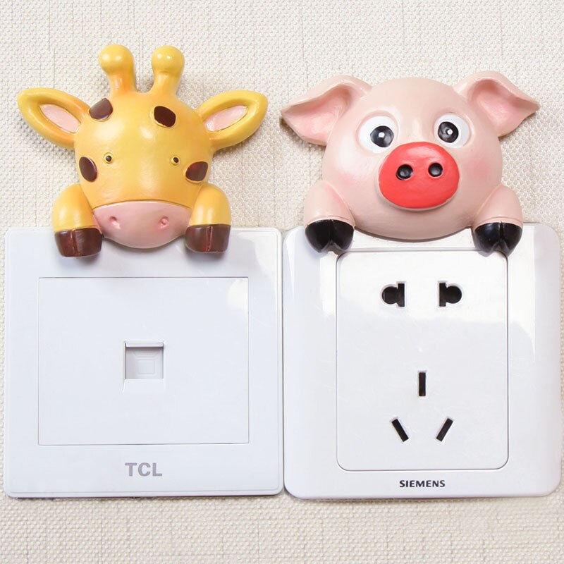 Cartoon Switch Sticker Wall Sticker Animal Protection Cover Bedroom Switch Cover Socket Switch Panel Decorative Cover