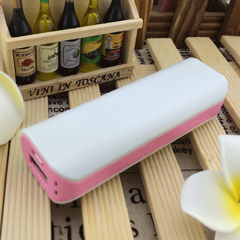 pink Power Bank Shell Free Welding USB Ports Power Bank PCB Charger Case DIY Kits Powered By 2600mAh 18650 Battery