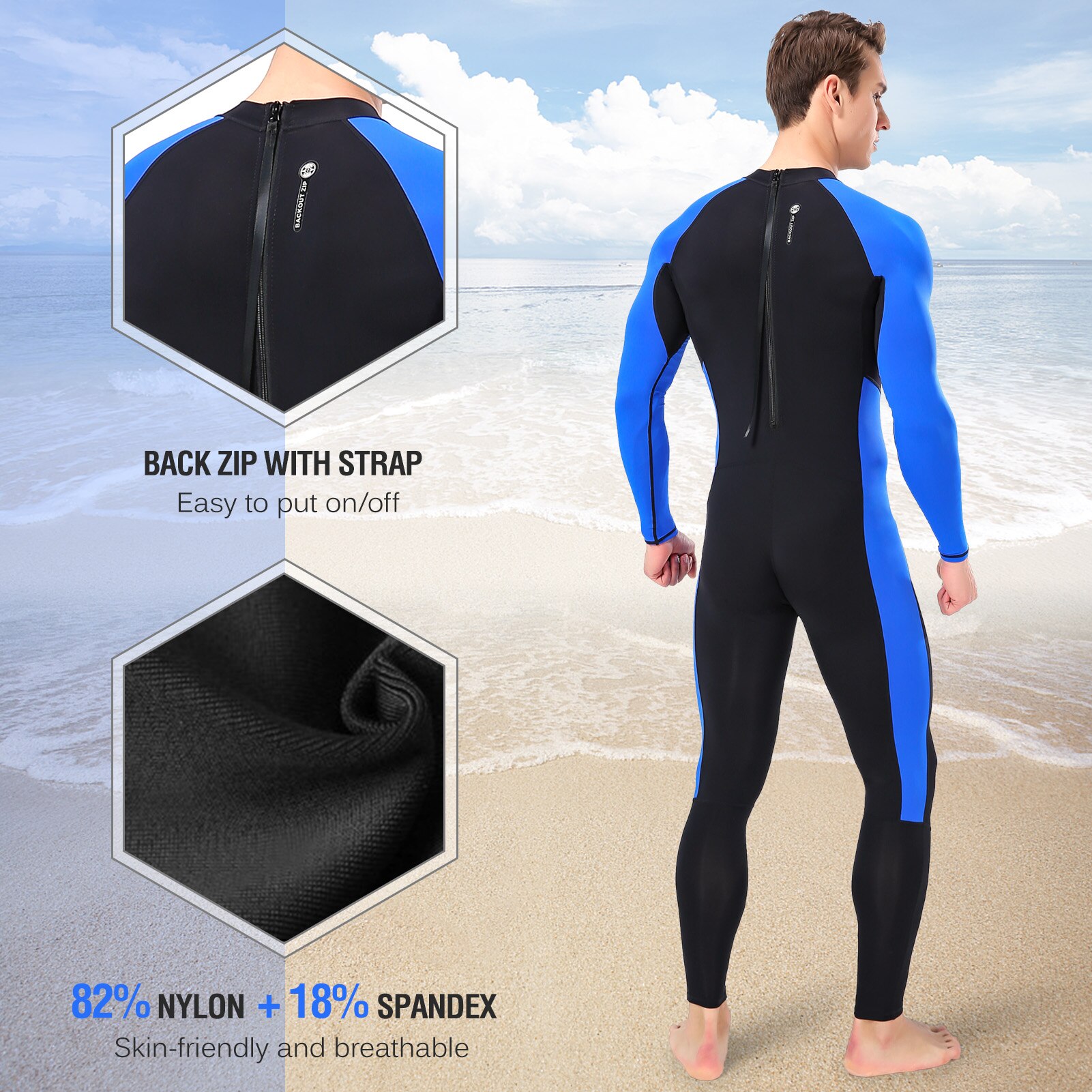 Full-body Men Lycra Wetsuit Surfing Swimming Diving Suit Triathlon Wet Suit for Cold Water Scuba Snorkeling Spearfishing