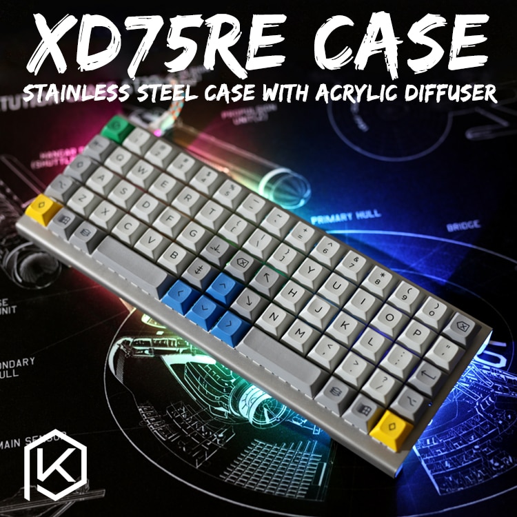 stainless steel bent case for xd75re xd75 xd75am 60% custom keyboard acrylic panels acrylic diffuser