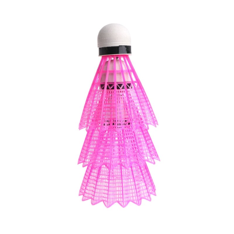 3 stk led badmintonbold glødende lys op plast badminton fjerbolde farverige lysbolde: Lyserød