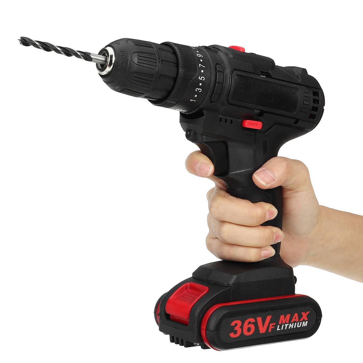 36V Cordless Drill Electric Screwdriver Drill 25+3 Torque With 2Pcs Battery Electric Hammer Impact Drill Power Tool