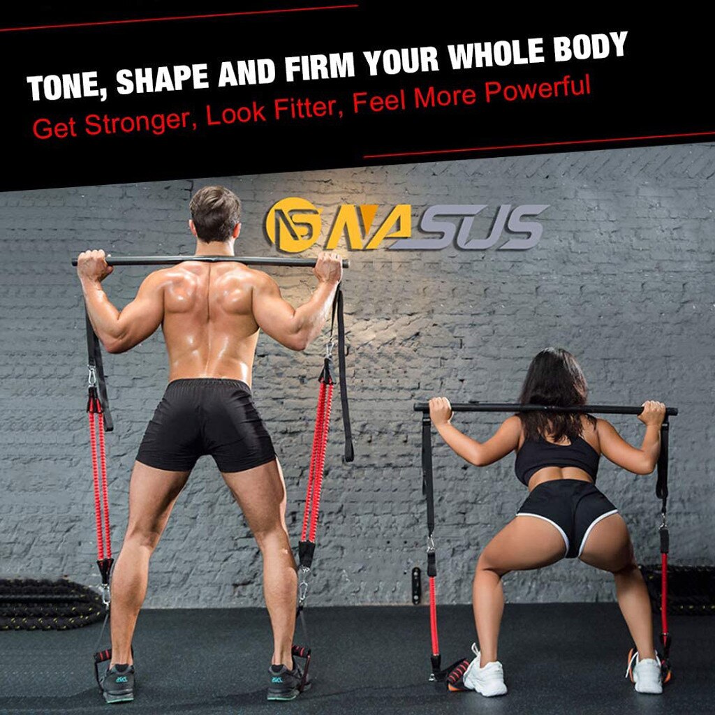 Widerstand Bands Tragbare Home Gym Pilates Bar System Volle Körper Workout Fitness Ausrüstung Ausbildung Kit Expander Widerstand Bands