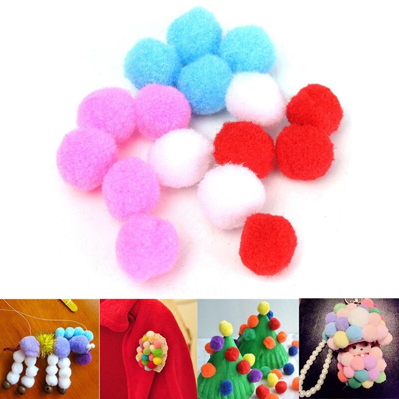 100 st färgade glitterbollar pompom lurviga bollar barn pyssel hantverk festliga tillbehör handgjorda dekorationsmaterial pom poms