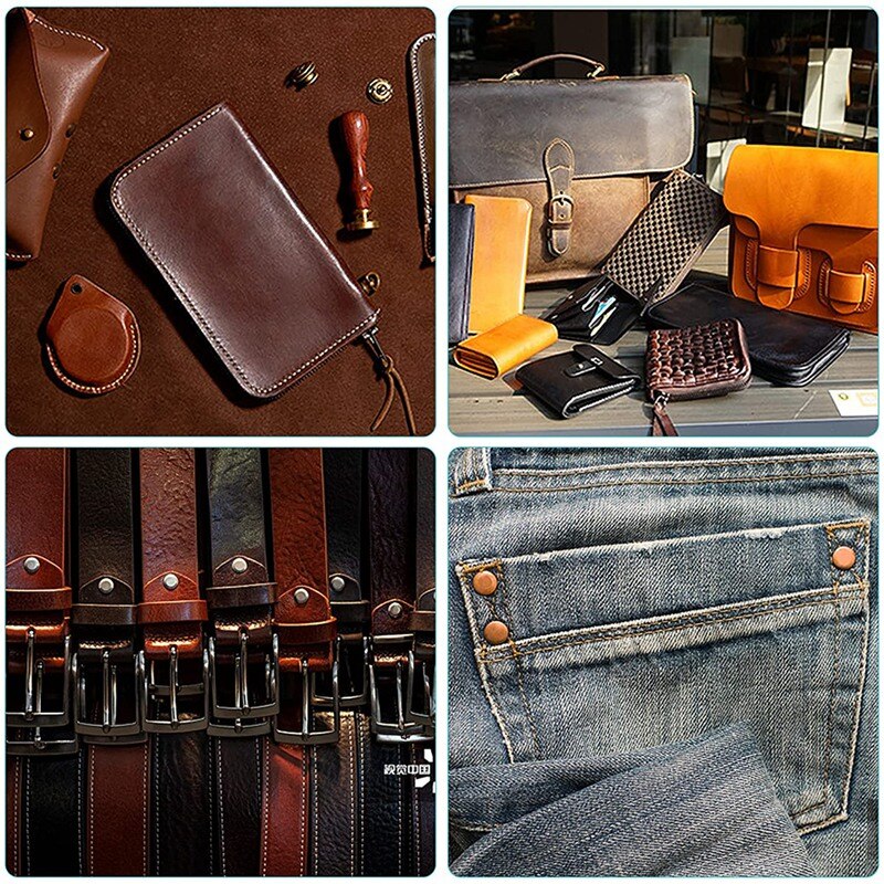 43Pcs Koperen Klinknagels En Bramen, 4 Maten Koperen Klinknagel En Bramen Assortiment Kit, voor Riemen Portefeuilles Halsbanden Leer Werken