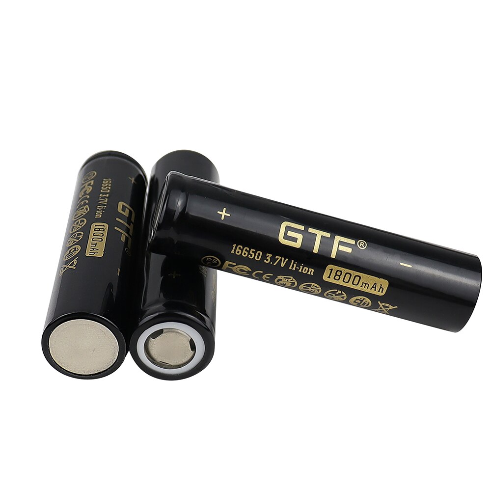 GTF 1800mAh 3.7V 16650 Lithium ion Rechargeable Battery ICR16650 li-ion cell baterias for led flashlight digital device