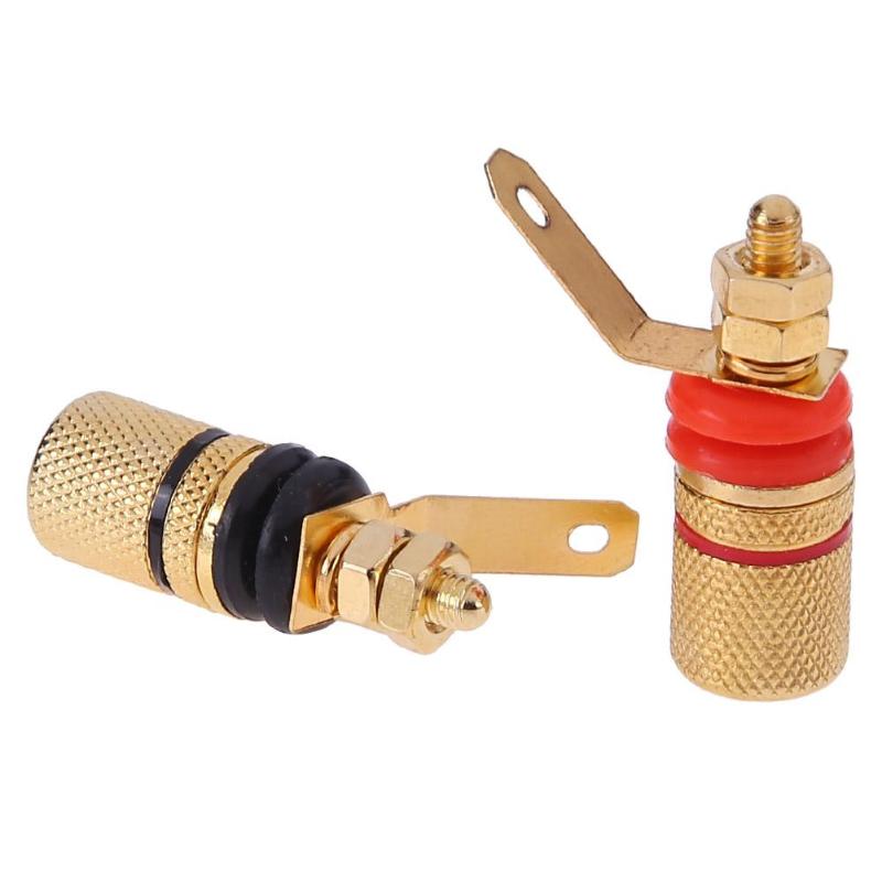 2 soquetes chapeados ouro do terminal 4mm dos cargos de ligação do orador dos pces para o plugue da banana