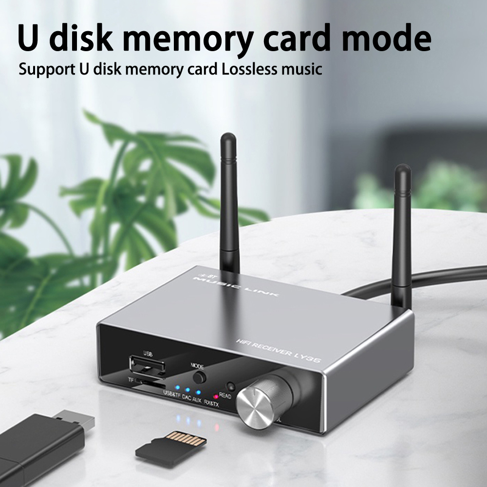 LY35 Bluetooth 5.3 Transmitter Receiver Stereo AUX 3.5mm Wireless Music Audio Adapter Remote Control DAC Audio Converter