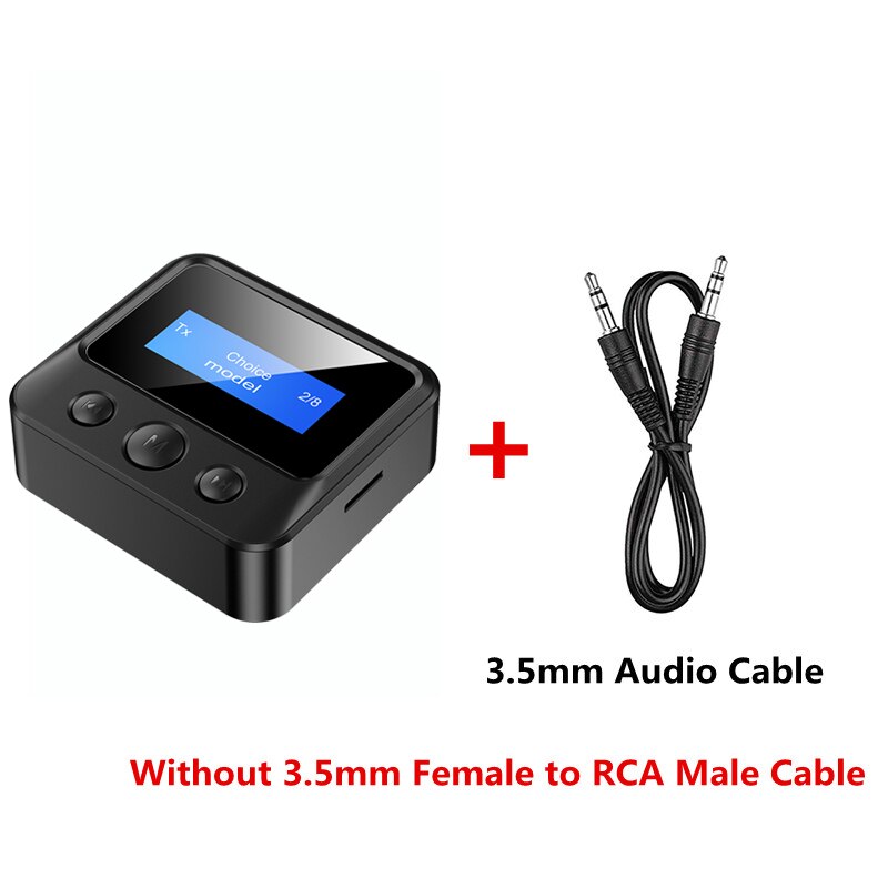 Transmissor e receptor Bluetooth 5.0, Adaptador sem fio EDR, Dongle USB, AUX de 3,5mm, RCA para TV, PC, fones de ouvido, estéreo doméstico, carro, áudio HIFI: Preto