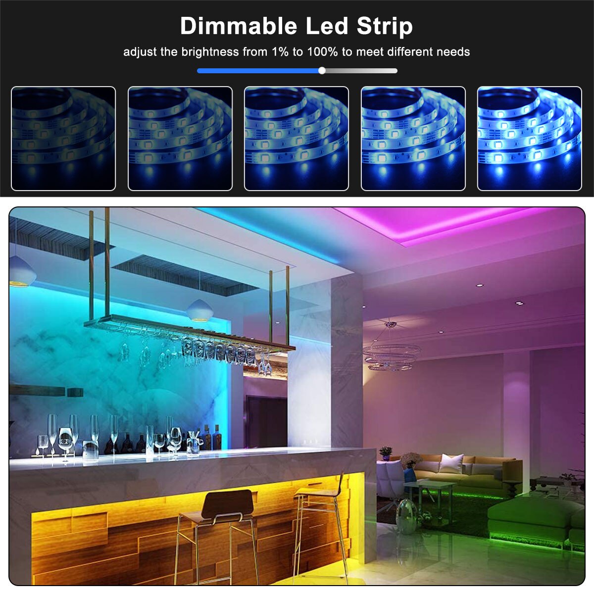 15M 20M Flexible Neon Lights 12V Led Strip 5 m with Wifi/Bluetooth Control 5050 RGB Ribbon Luminous Tape Led light for Room Wall