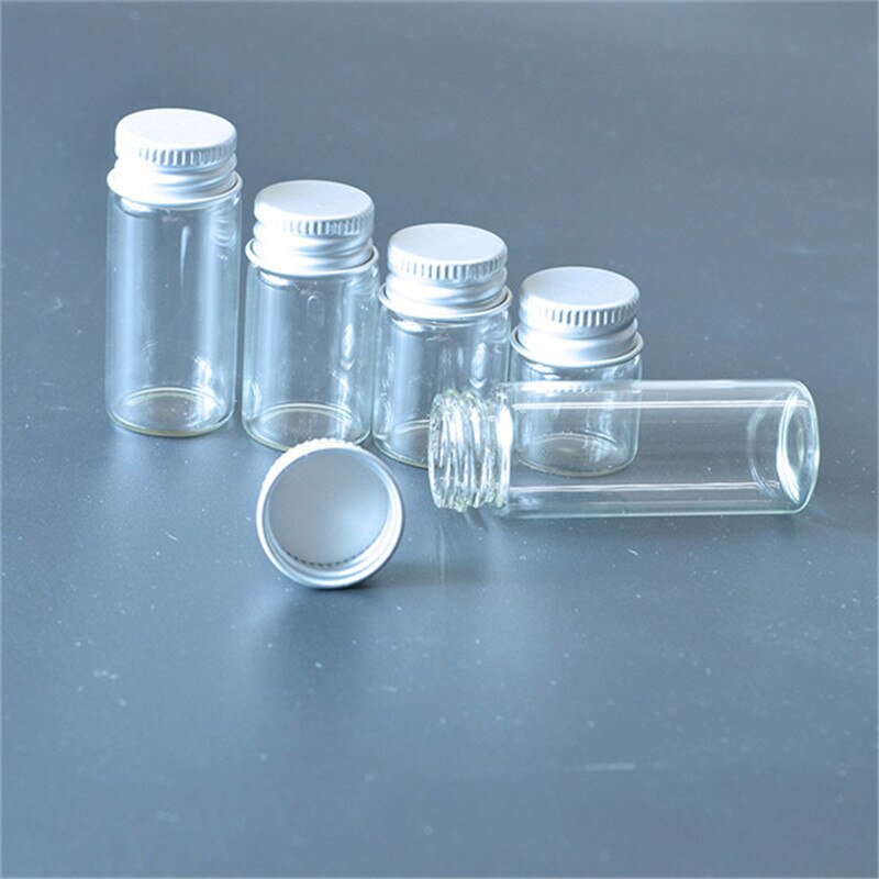 Krukker håndværk glasflasker med aluminiumshætte flydende flasker tomt glas 5ml 6ml 7ml 10ml 14ml hætteglas krukker 100 stk