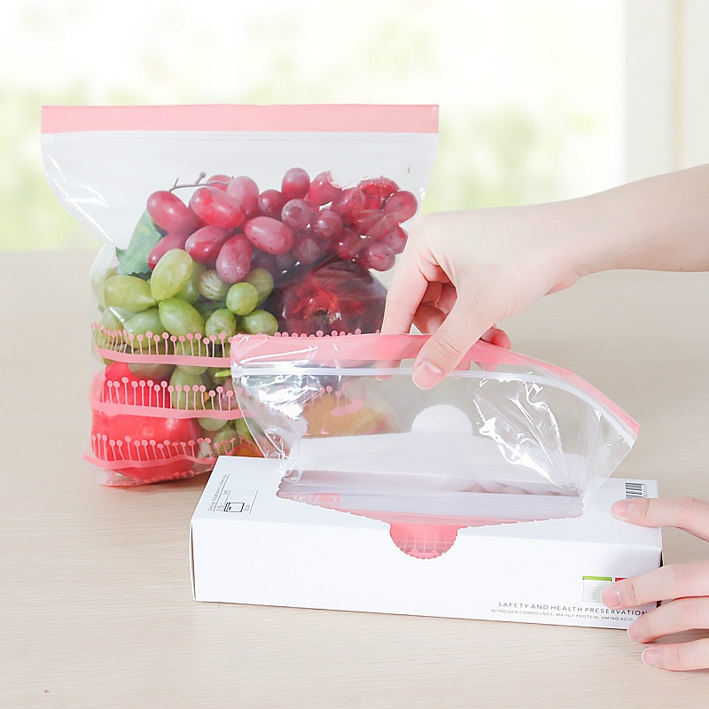 50/100 Uds. Paquetes reutilizables de bolsas frescas para congelar bolsa sellada al vacío versátil bolsa de comida fresca con cremallera accesorios de cocina