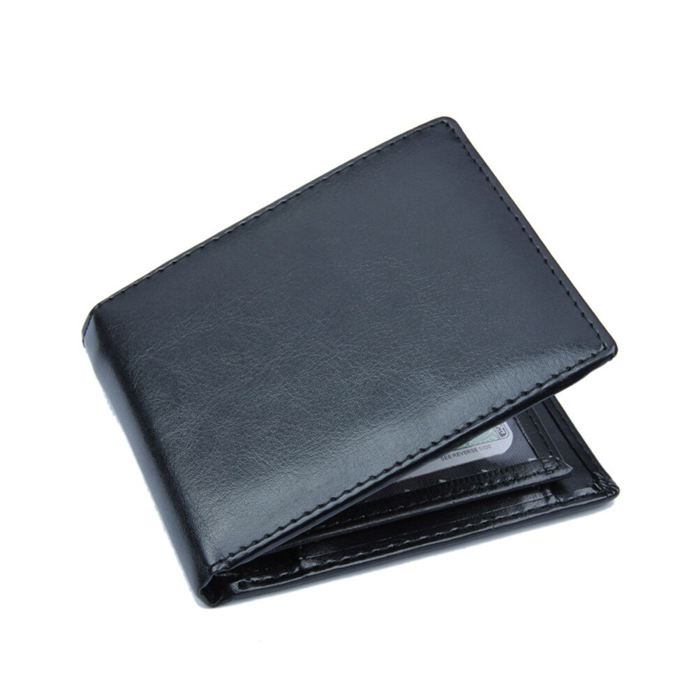 Pu Lederen Portefeuilles Solid Mannen Lederen Portemonnee Korte Business Purse Voor Man Id Credit Kaarthouder zakken: Default Title