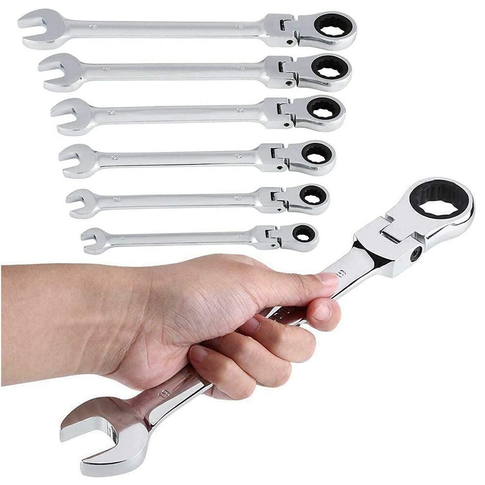WOZOBUY Ratchet Metric Wrench Set with Movable Head, Socket Wrench and Gear Ring Torque Key Wrench Set Car Repair Tool