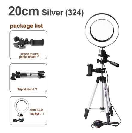 26CM LED Ring Light Photography Kit Photo Studio Camera Light Makeup Video live Selfie Fill Lamp with Phone Clip Holder Tripod: 20B