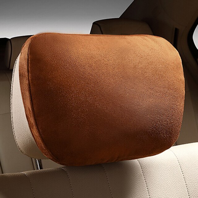 2pcs Car Headrest Maybach S Class Ultra Soft Pillow Suede Fabric For Mercedes-Benz 29*19cm Back Cushion Accessories: Brown