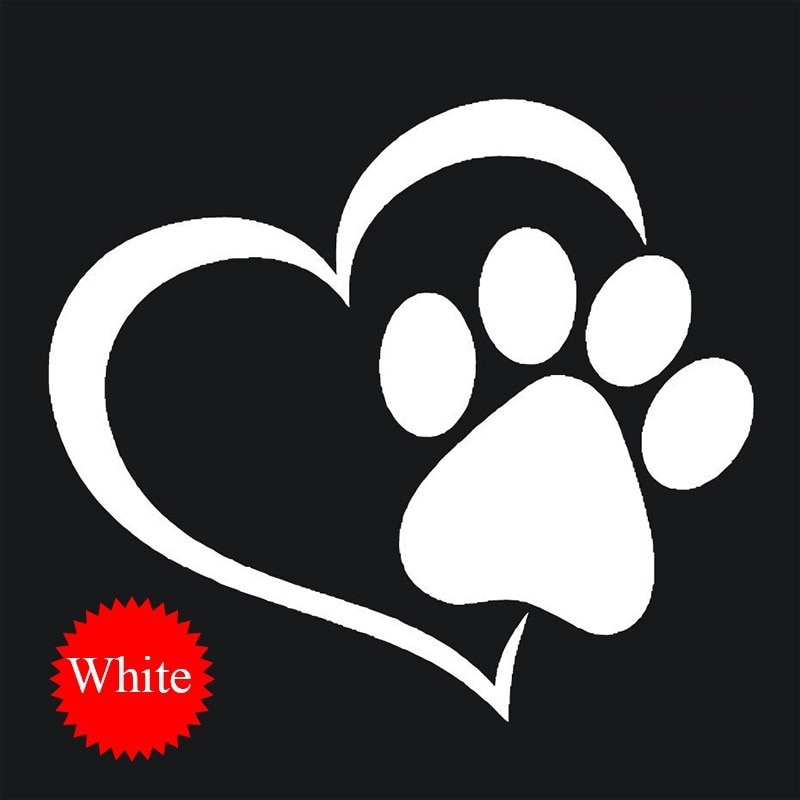 Cute Dog Paw with Peach Heart Car Sticker Cool Paw 3D Animal Dog Foot Prints Footprint Decal Car Stickers
