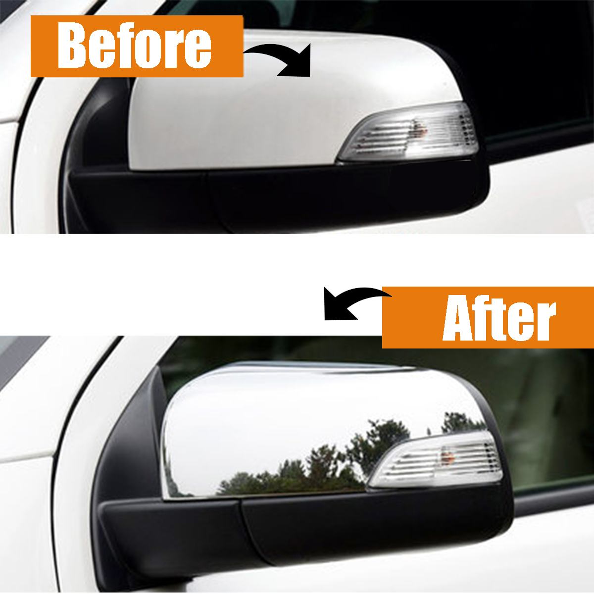 2Pcs ABS Chrome Rear View Side Exterior Mirror Covers For Ford Ranger Waterproof No Fade No Rust Glossy Mirror Surface
