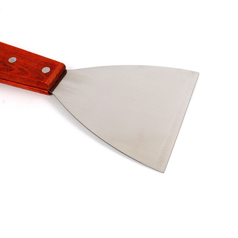 Stainless Steel Blade Grill Slant Edge Scraper Wooden Handle Food Service Beef Chicken Barbecue Cooking Tools OW