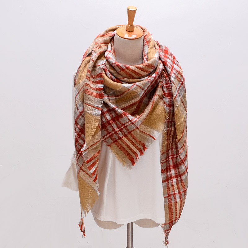 Écharpe triangulaire hijab d'été pour femmes, châle de marque en cachemire à carreaux, couverture  xs027-5: Style 2